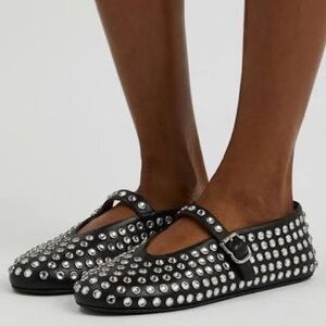 ALAIA crystal embellished buckle flat Mary Jane shoes AUTHENTIC